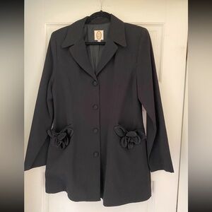 Rare Vintage Art-to-Wear Blazer Embellished with Satin 3D  Rosette Flowers 16P